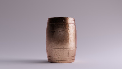 Bronze Barrel with Metal Hoops Front View Standing 3d illustration 3d render