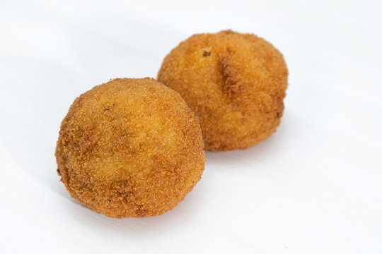 Sicilian Arancino or Arancina. A typical Sicilian street food.