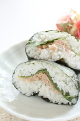 Japanese food, tuna and shiso rice ball