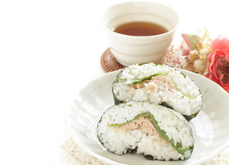 Japanese food, tuna and shiso rice ball
