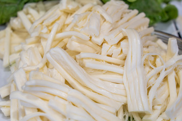 Cream cheese sliced, close up. Food concept