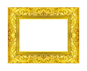 gold picture frame isolated on white background