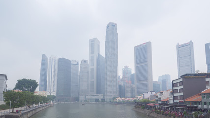 Fototapeta na wymiar Haze covers Singapore downtown area