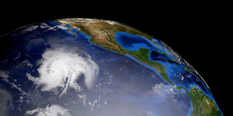 Hurricane Kiko extremely detailed and realistic high resolution 3d illustration. Shot from Space. Elements of this image are furnished by NASA. © Sasa Kadrijevic