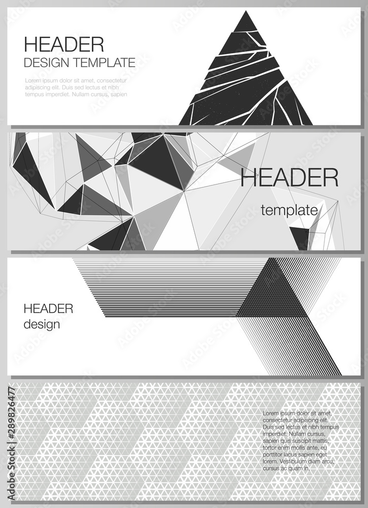 Poster the minimalistic vector illustration of the editable layout of headers, banner design templates. abs