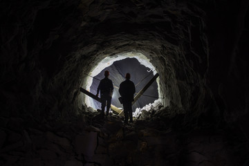 Gold ore mine shaft tunnel underground miners