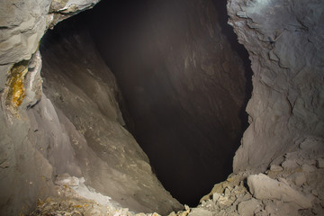 Gold ore mine shaft tunnel underground cavern 