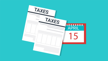 tax time document with 15 April date calendar vector