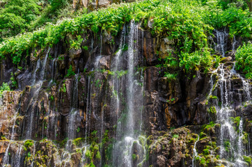 Dashbashi canyon, waterfalls in Tsalka region, Georgia on a summer Sunny day