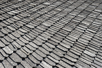 Gray background of old wooden roof