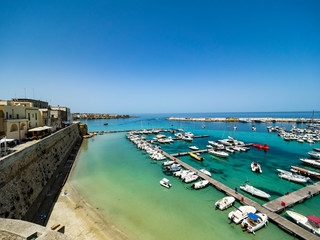 Fototapeta na wymiar Old town with harbour, Otranto, Lecce province, Salento peninsula, Apulia, Italy