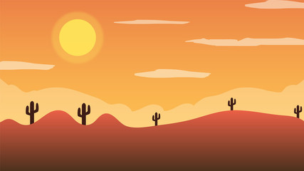 Desert landscape With cactus background vector