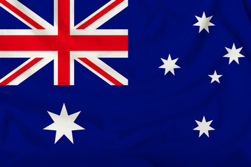 beautiful australia flag on delicate silk with soft folds in the wind