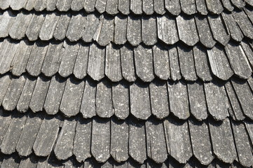 Gray background of old wooden roof
