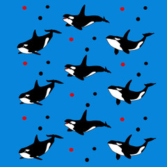 Whales Seamless pattern.  cute characters. Vector illustration. Perfect for kids room wallpaper ,wrapping paper, invitations, posters, greeting cards, wall art posters, fabric print.