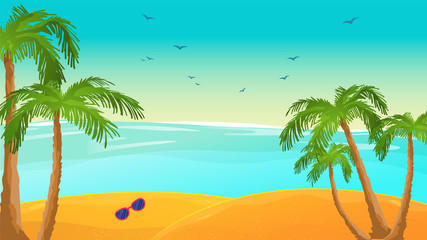 Fototapeta na wymiar Tropical Beach Landscape Vector Background