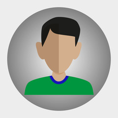 The picture is a guy, a young man in a green T-shirt, a picture in a circle. Image for site, project, presentation, project.