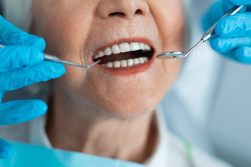 Doctor and patient in a dentist office