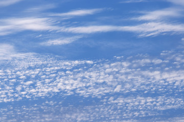 Naklejka na ściany i meble Fantastic soft white cloud against blue sky background soft focus