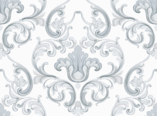 Rococo texture pattern Vector. Floral ornament decoration. Victorian engraved retro design. Vintage grunge fabric decors. Luxury fabrics