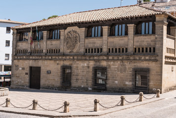 Ancient Civil Hearing and public Clerkships now called house of the populo, placed along with the Door of baeza Jaen, Andalusia, Spain