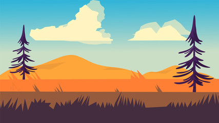 Desert landscape With cactus background vector