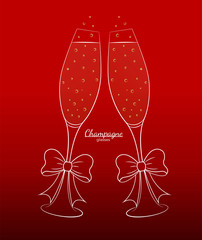 Champagne glasses with white outline