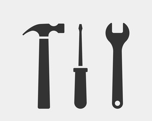 Tools vector wrench icon. Spanner logo design element. Key tool isolated on white background.