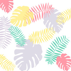 Exotic tropical leaves in vector. Colorful foliage