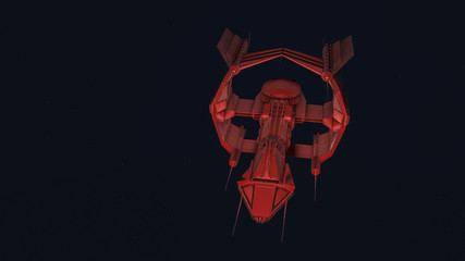 fantastic spaceship in flight. 3d render. Illustration