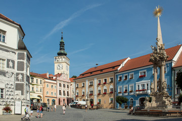 The central square of the old city. Mikulov, Czech Republic.