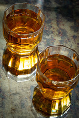glasses of whiskey on a stylish table