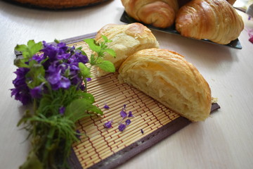 croissant  on wooden table