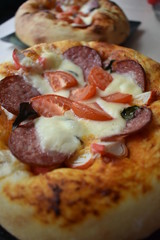 pizza with salami and cheese