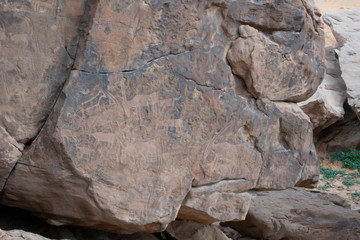 Ancient cave paintings / rock art in Ha'il Province in Saudi Arabia (world heritage site)