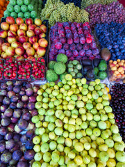 Ripe fruits on a market in Turkey as a background