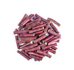 red     long beans slice isolated on background