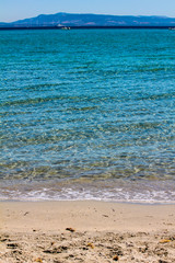Giunco Beach with crystal clear water near Carloforte on the Island of San Pietro, Sardinia