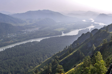 Fototapeta premium landscape with mountains and river