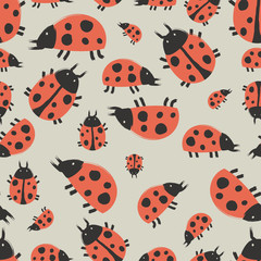 Ladybug Animal Insect Seamless Surface Pattern Design Vector