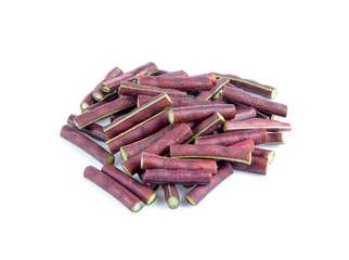        red     long beans slice isolated on background