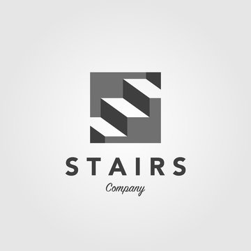 stair negative space step up stair logo vector icon illustration