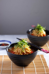 Noodle soup in a bowl