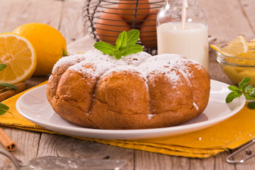 Cake with lemon cream filling.