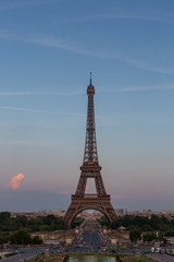 Naklejka premium Eiffel Tower, a wrought-iron lattice tower on the Champ de Mars in Paris, France, photographed from the Trocadero at the golden hour.