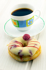 Coffee and glazed donut