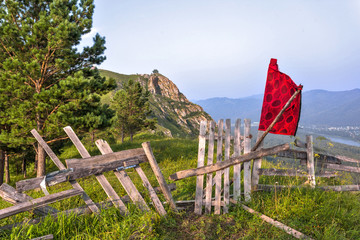 wooden fence in the mountains
