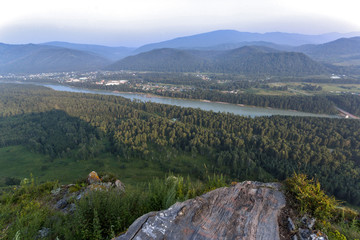 landscape with mountains and river