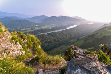 landscape with mountains and river