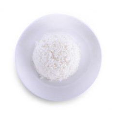 Fototapeta na wymiar rice in plate isolated on white background